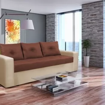 Canapea extensibila, Toledo, 226x90x86 cm, lada de depozitare, Crem/Maro imagine