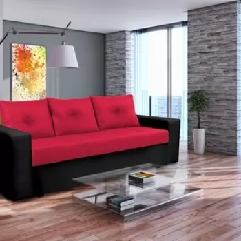 Canapea extensibila, Toledo, 226x90x86 cm, lada de depozitare, Rosu/Negru imagine