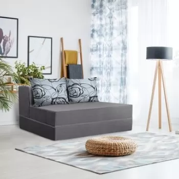 Canapea extensibila Urban Living Bedora 136x80x40 cm Grey/Grey Flower imagine