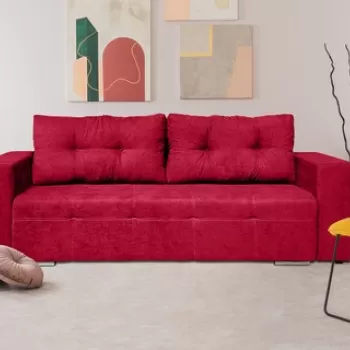 Canapea extensibila Venice 238x96x80 cm, cu lada de depozitare, Rosu imagine