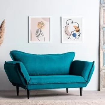 Canapea extensibila Vino Daybed, Futon, 3 locuri, 200x70 cm, metal, petrol verde imagine