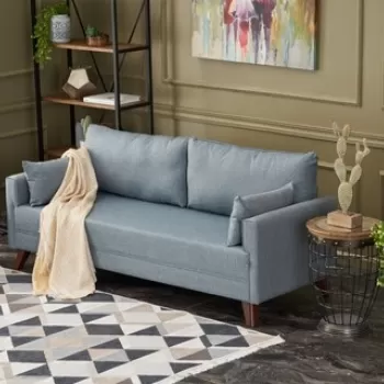 Canapea fixa Bella, Balcab Home, 3 locuri, 208x81x85 cm, lemn, albastru imagine