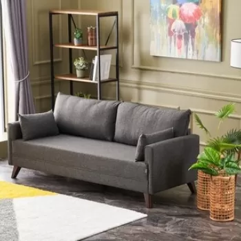 Canapea fixa Bella, Balcab Home, 3 locuri, 208x81x85 cm, lemn, antracit imagine