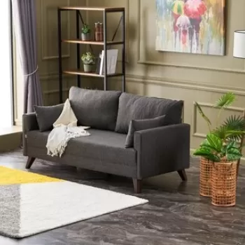 Canapea fixa Bella Sofa, Balcab Home, 2 locuri, 177x81x85 cm, lemn, antracit imagine