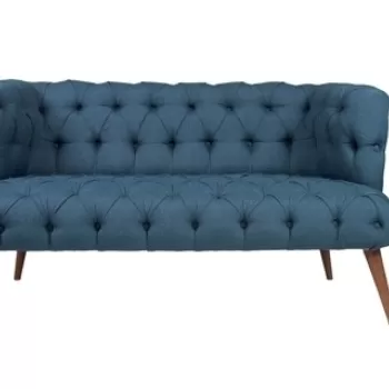 Canapea fixa West Monroe, Zeon, 2 locuri, 140x75x76 cm, lemn, albastru inchis imagine