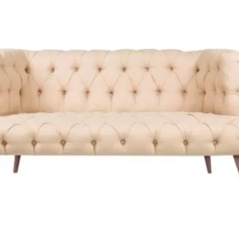 Canapea fixa West Monroe, Zeon, 2 locuri, 140x75x76 cm, lemn, crem imagine