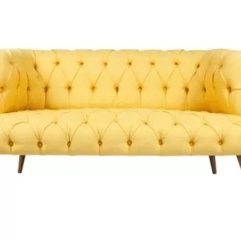 Canapea fixa West Monroe, Zeon, 2 locuri, 140x75x76 cm, lemn, galben imagine