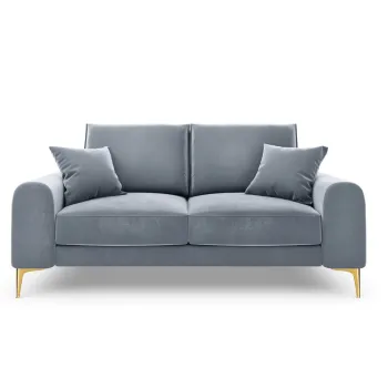 Canapea, Madara, Mazzini Sofas, 2 locuri, gold legs, 172x102x90 cm, catifea, albastru deschis imagine