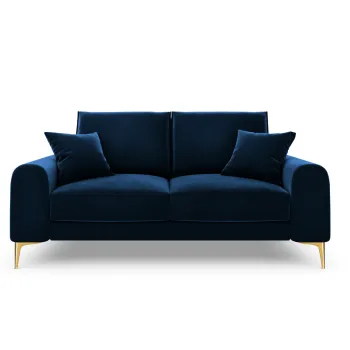 Canapea, Madara, Mazzini Sofas, 2 locuri, gold legs, 172x102x90 cm, catifea, albastru regal imagine