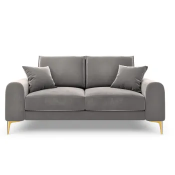 Canapea, Madara, Mazzini Sofas, 2 locuri, gold legs, 172x102x90 cm, catifea, gri deschis imagine