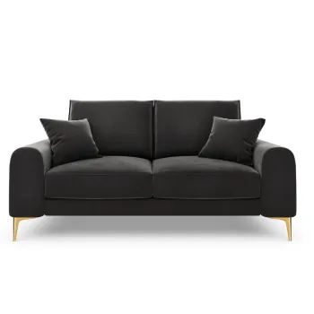 Canapea, Madara, Mazzini Sofas, 2 locuri, gold legs, 172x102x90 cm, catifea, gri inchis imagine