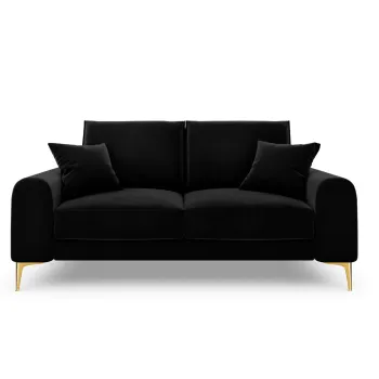 Canapea, Madara, Mazzini Sofas, 2 locuri, gold legs, 172x102x90 cm, catifea, negru imagine