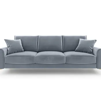 Canapea, Madara, Mazzini Sofas, 3 locuri, gold legs, 222x102x90 cm, catifea, albastru deschis imagine