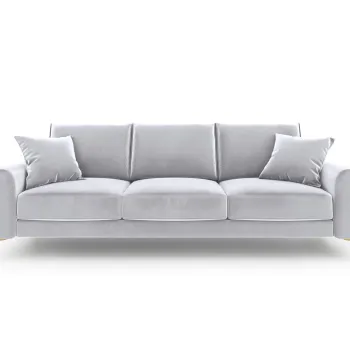 Canapea, Madara, Mazzini Sofas, 3 locuri, gold legs, 222x102x90 cm, catifea, argintiu imagine
