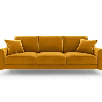 Canapea, Madara, Mazzini Sofas, 3 locuri, gold legs, 222x102x90 cm, catifea, galben imagine