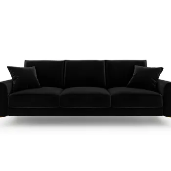Canapea, Madara, Mazzini Sofas, 3 locuri, gold legs, 222x102x90 cm, catifea, negru imagine
