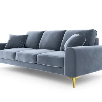 Canapea, Madara, Mazzini Sofas, 4 locuri, gold legs, 237x102x90 cm, catifea, albastru deschis imagine