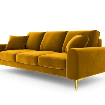 Canapea, Madara, Mazzini Sofas, 4 locuri, gold legs, 237x102x90 cm, catifea, galben imagine