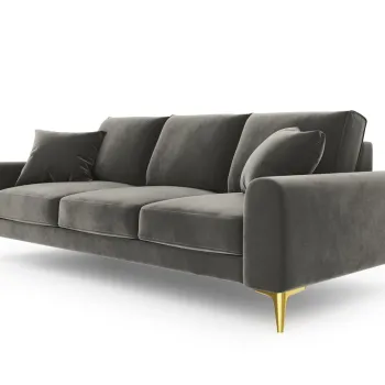 Canapea, Madara, Mazzini Sofas, 4 locuri, gold legs, 237x102x90 cm, catifea, gri deschis imagine