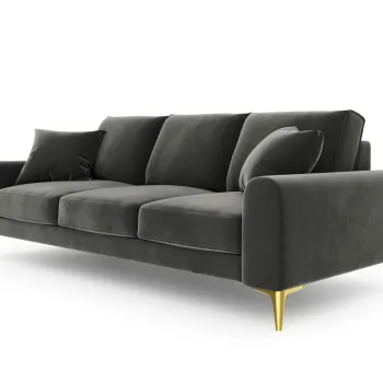 Canapea, Madara, Mazzini Sofas, 4 locuri, gold legs, 237x102x90 cm, catifea, gri inchis imagine