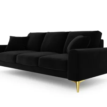 Canapea, Madara, Mazzini Sofas, 4 locuri, gold legs, 237x102x90 cm, catifea, negru imagine