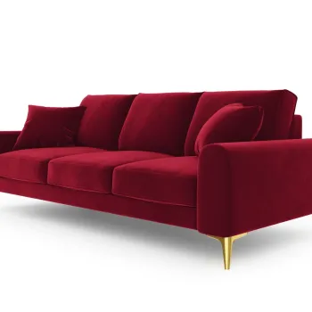 Canapea, Madara, Mazzini Sofas, 4 locuri, gold legs, 237x102x90 cm, catifea, rosu vin imagine