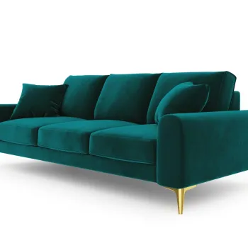 Canapea, Madara, Mazzini Sofas, 4 locuri, gold legs, 237x102x90 cm, catifea, turcoaz imagine
