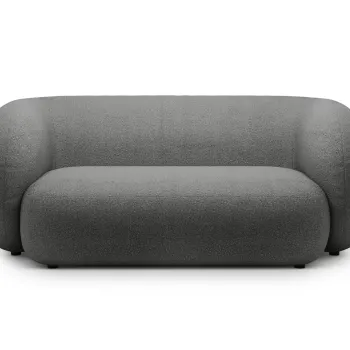 Canapea modulara 2 locuri, Kate, Micadoni, 183x99x76 cm, tesatura boucle, gri inchis imagine