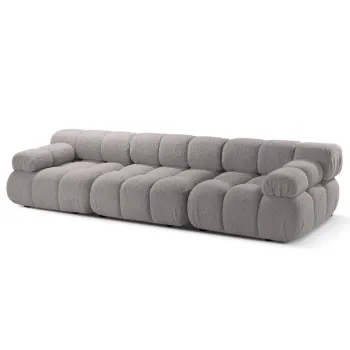 Canapea modulara 3 locuri, Bellis-213, Micadoni Home, 282x94x70 cm, tesatura boucle, gri deschis imagine