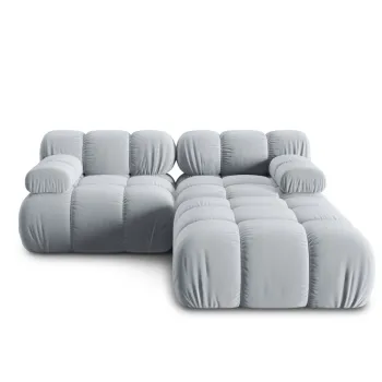 Canapea modulara 3 locuri, Bellis-51, Micadoni Home, 188x188x70 cm, catifea, albastru deschis imagine