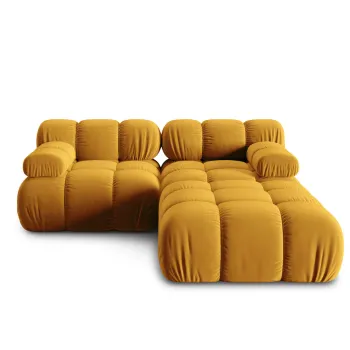 Canapea modulara 3 locuri, Bellis-51, Micadoni Home, 188x188x70 cm, catifea, galben imagine