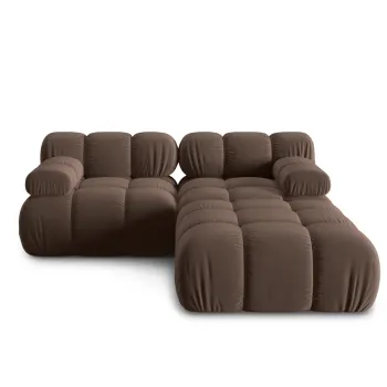 Canapea modulara 3 locuri, Bellis-51, Micadoni Home, 188x188x70 cm, catifea, maro inchis imagine