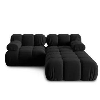 Canapea modulara 3 locuri, Bellis-51, Micadoni Home, 188x188x70 cm, catifea, negru imagine
