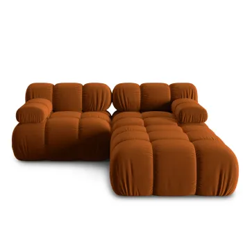 Canapea modulara 3 locuri, Bellis-51, Micadoni Home, 188x188x70 cm, catifea, teracota imagine
