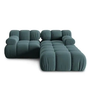 Canapea modulara 3 locuri, Bellis-51, Micadoni Home, 188x188x70 cm, catifea, turcoaz imagine