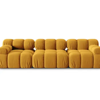Canapea modulara 3 locuri, Bellis-51, Micadoni Home, 282x94x70 cm, catifea, galben imagine