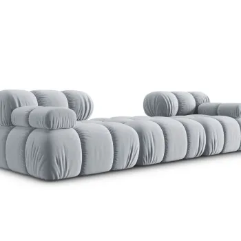 Canapea modulara 3 locuri, Bellis, Micadoni Home, BL, 188x188x63 cm, catifea, albastru deschis imagine