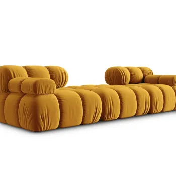 Canapea modulara 3 locuri, Bellis, Micadoni Home, BL, 188x188x63 cm, catifea, galben imagine