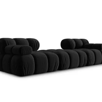 Canapea modulara 3 locuri, Bellis, Micadoni Home, BL, 188x188x63 cm, catifea, negru imagine