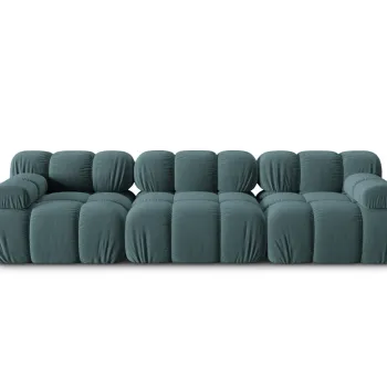 Canapea modulara 3 locuri, Bellis, Micadoni Home, BL, 282x94x63 cm, catifea, albastru petrol imagine