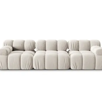 Canapea modulara 3 locuri, Bellis, Micadoni Home, BL, 282x94x63 cm, catifea, bej deschis imagine