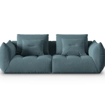 Canapea modulara 3 locuri, Bloom-184, Micadoni Home, 232x106x95 cm, catifea, albastru pastel imagine