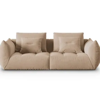Canapea modulara 3 locuri, Bloom-184, Micadoni Home, 232x106x95 cm, catifea, bej sand imagine