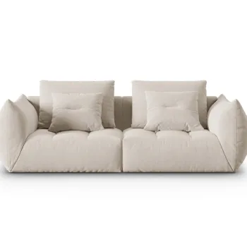 Canapea modulara 3 locuri, Bloom-184, Micadoni Home, 232x106x95 cm, catifea, ecru imagine