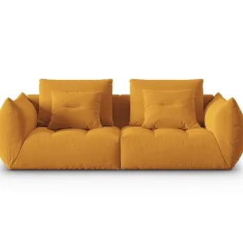 Canapea modulara 3 locuri, Bloom-184, Micadoni Home, 232x106x95 cm, catifea, galben imagine