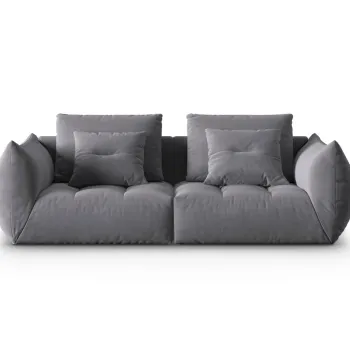 Canapea modulara 3 locuri, Bloom-184, Micadoni Home, 232x106x95 cm, catifea, gri inchis imagine