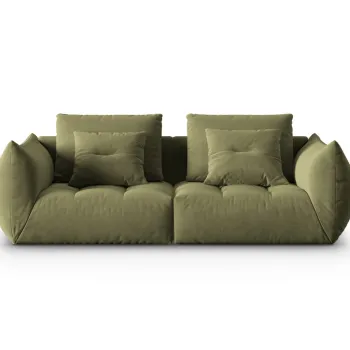Canapea modulara 3 locuri, Bloom-184, Micadoni Home, 232x106x95 cm, catifea, verde deschis imagine