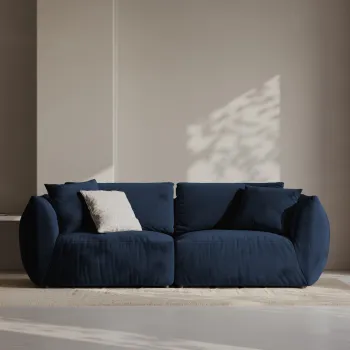 Canapea modulara 3 locuri, Chris-184, Micadoni Home, 220x100x80 cm, catifea, albastru regal imagine