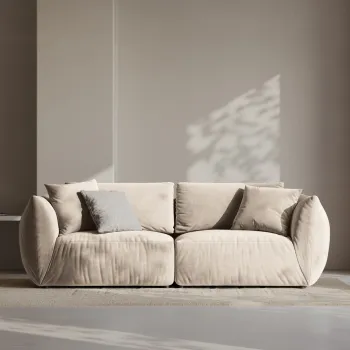 Canapea modulara 3 locuri, Chris-184, Micadoni Home, 220x100x80 cm, catifea, ecru imagine