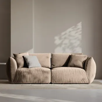 Canapea modulara 3 locuri, Chris-184, Micadoni Home, 220x100x80 cm, catifea, maro deschis imagine